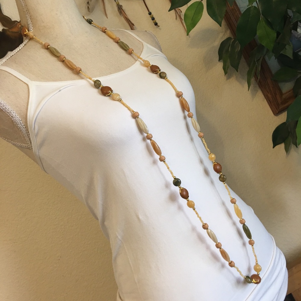 Vintage natural tones plastic bead necklace